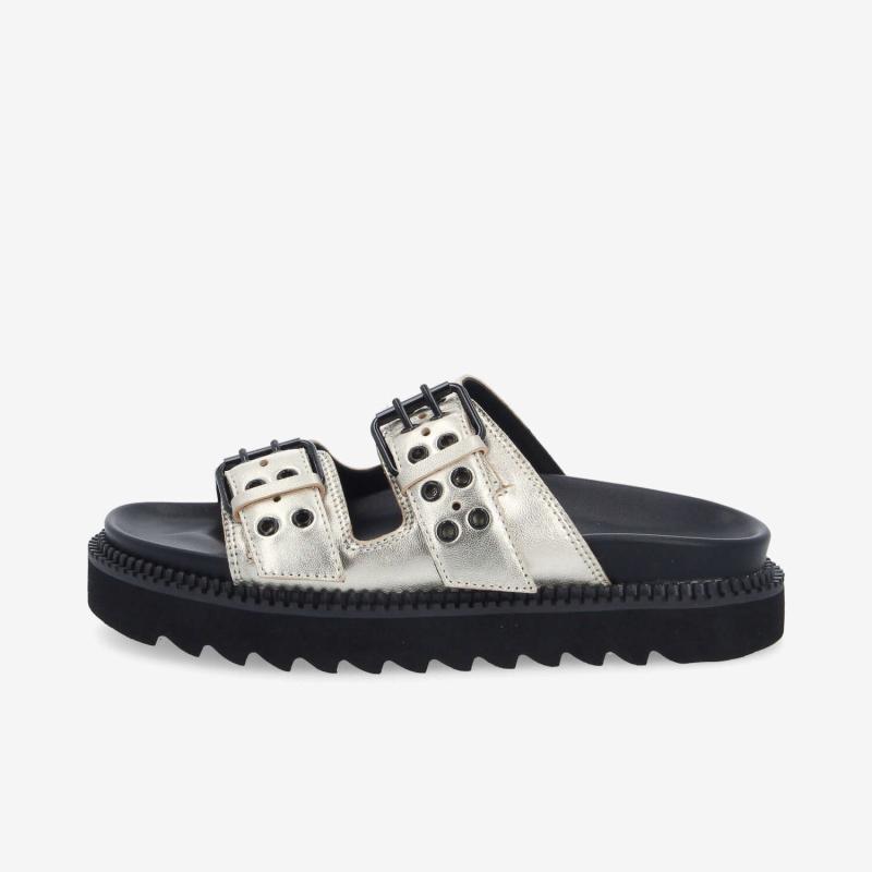 STELLA BUCKLE W - METAL LEATHER - OR